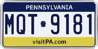 PA license plate MQT9181