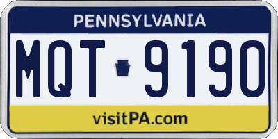 PA license plate MQT9190