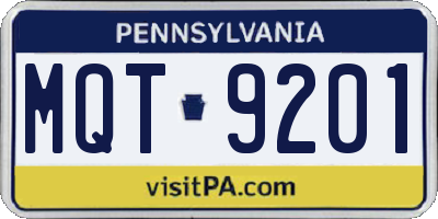 PA license plate MQT9201