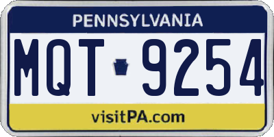 PA license plate MQT9254