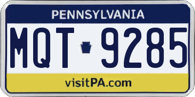 PA license plate MQT9285