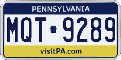 PA license plate MQT9289