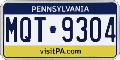 PA license plate MQT9304