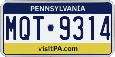 PA license plate MQT9314