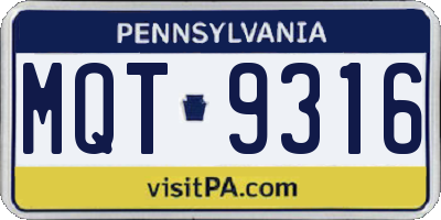 PA license plate MQT9316