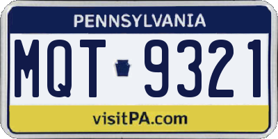 PA license plate MQT9321