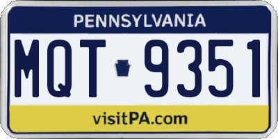 PA license plate MQT9351