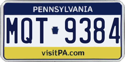PA license plate MQT9384