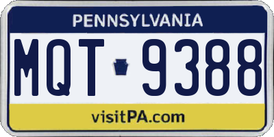 PA license plate MQT9388
