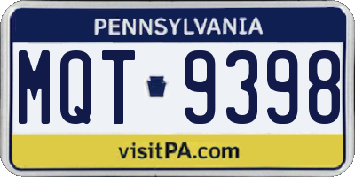 PA license plate MQT9398