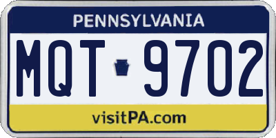PA license plate MQT9702
