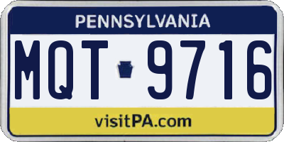 PA license plate MQT9716
