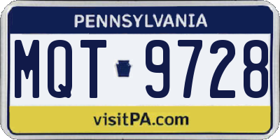 PA license plate MQT9728