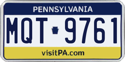 PA license plate MQT9761