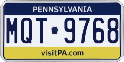 PA license plate MQT9768