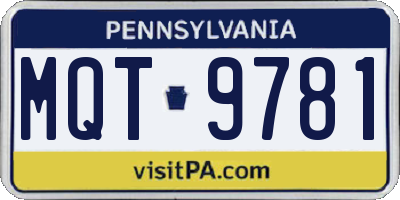 PA license plate MQT9781