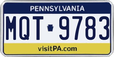 PA license plate MQT9783