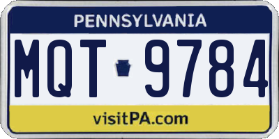 PA license plate MQT9784