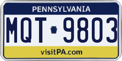 PA license plate MQT9803