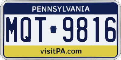 PA license plate MQT9816