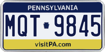 PA license plate MQT9845