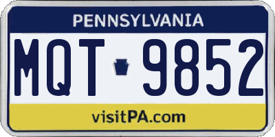 PA license plate MQT9852