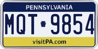 PA license plate MQT9854