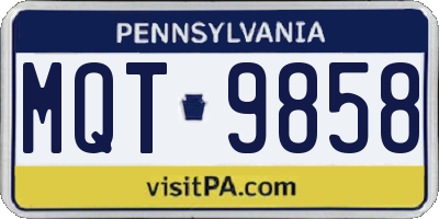 PA license plate MQT9858