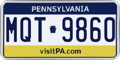 PA license plate MQT9860