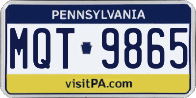 PA license plate MQT9865