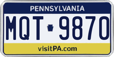PA license plate MQT9870