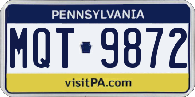 PA license plate MQT9872