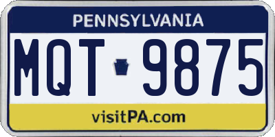 PA license plate MQT9875