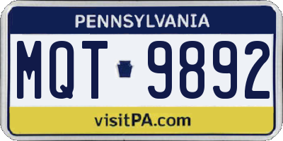 PA license plate MQT9892