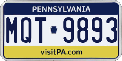 PA license plate MQT9893