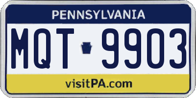 PA license plate MQT9903