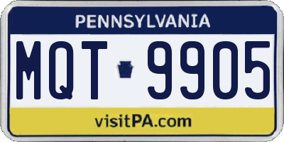 PA license plate MQT9905