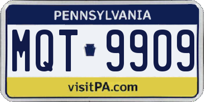 PA license plate MQT9909