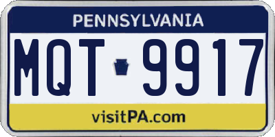 PA license plate MQT9917