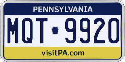 PA license plate MQT9920