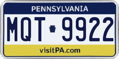 PA license plate MQT9922
