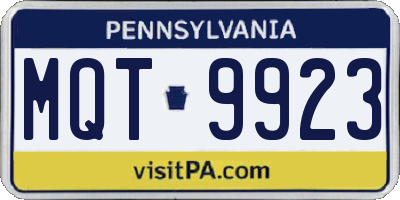 PA license plate MQT9923