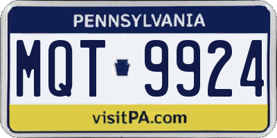 PA license plate MQT9924