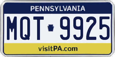 PA license plate MQT9925