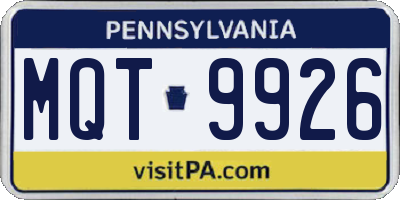 PA license plate MQT9926