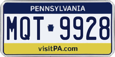 PA license plate MQT9928