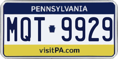 PA license plate MQT9929