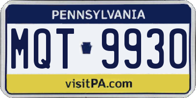 PA license plate MQT9930