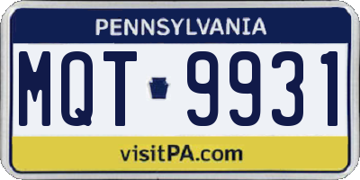 PA license plate MQT9931