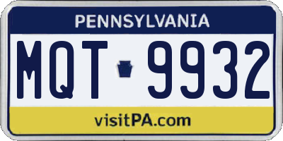 PA license plate MQT9932
